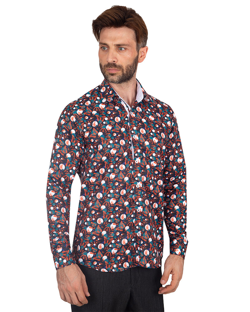 Butterfly Printed Long Sleeved Mens Shirt SL 7086 | Makrom