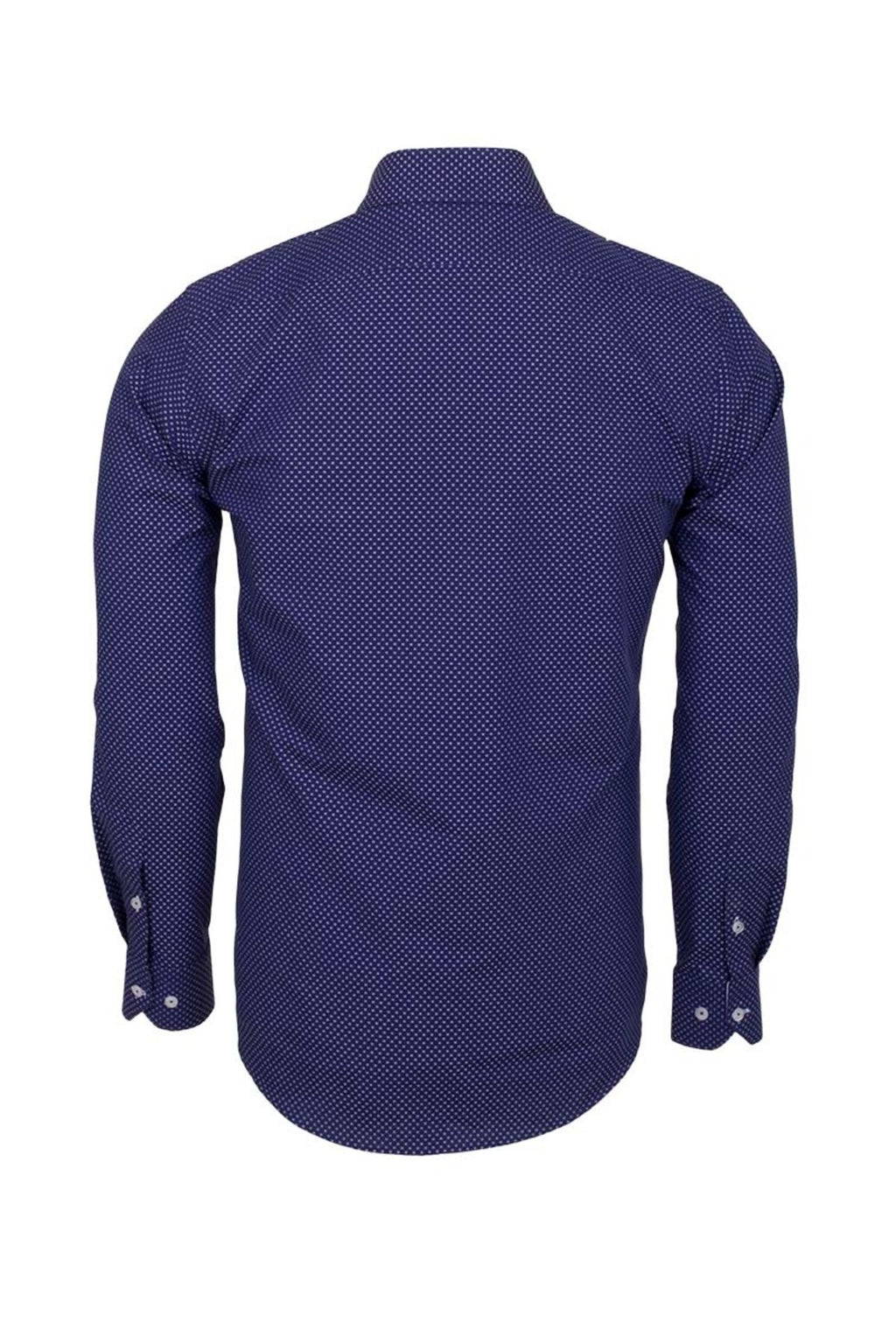 Erkek Lacivert %100 Pamuk Slim Fit Desenli Uzun Kollu Gömlek