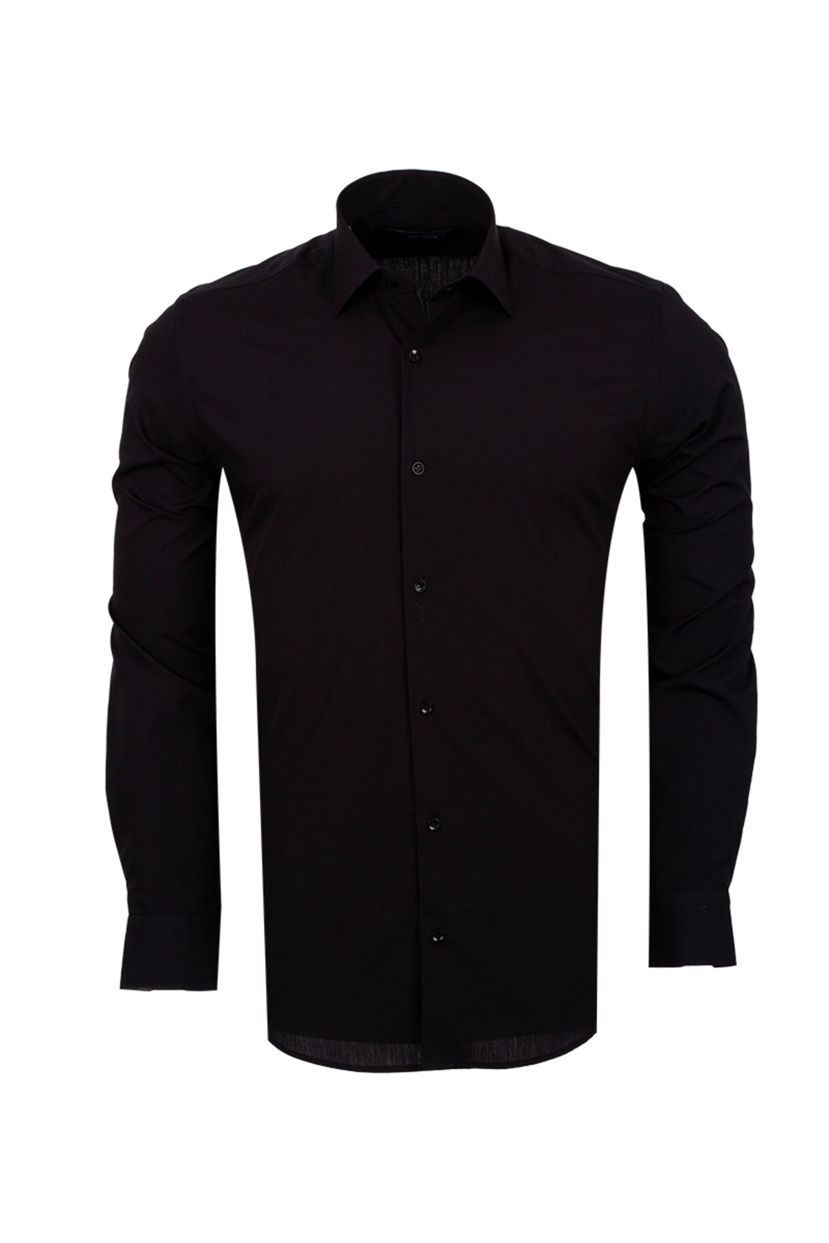 Erkek Siyah %100 Pamuk Slim Fit Uzun Kollu Klasik Gömlek