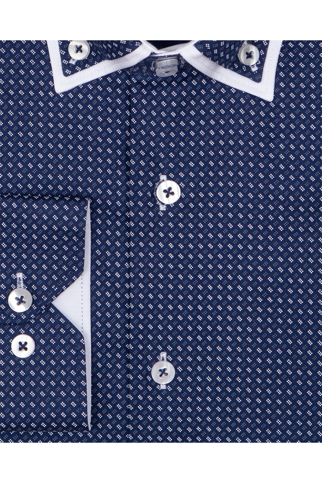 Lacıvert Tasarım Detaylı Slim Fit Erkek Gömlek