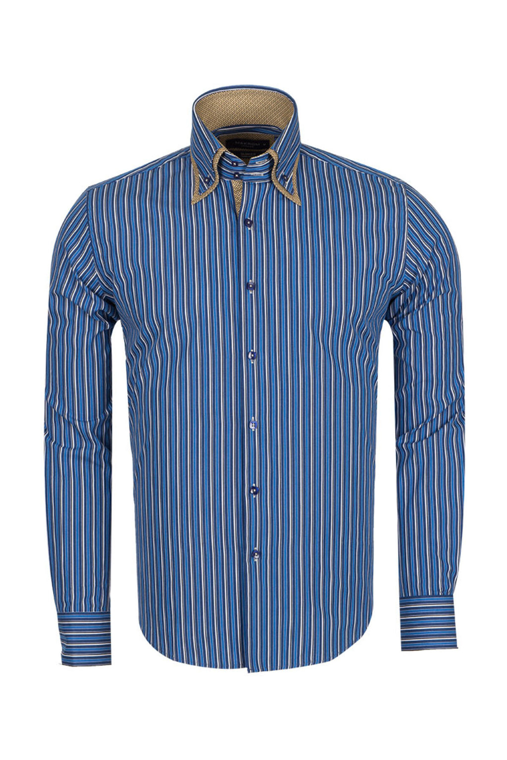 Premium Seri %100 Pamuk Slim Fit Double Yaka Çizgili Gömlek