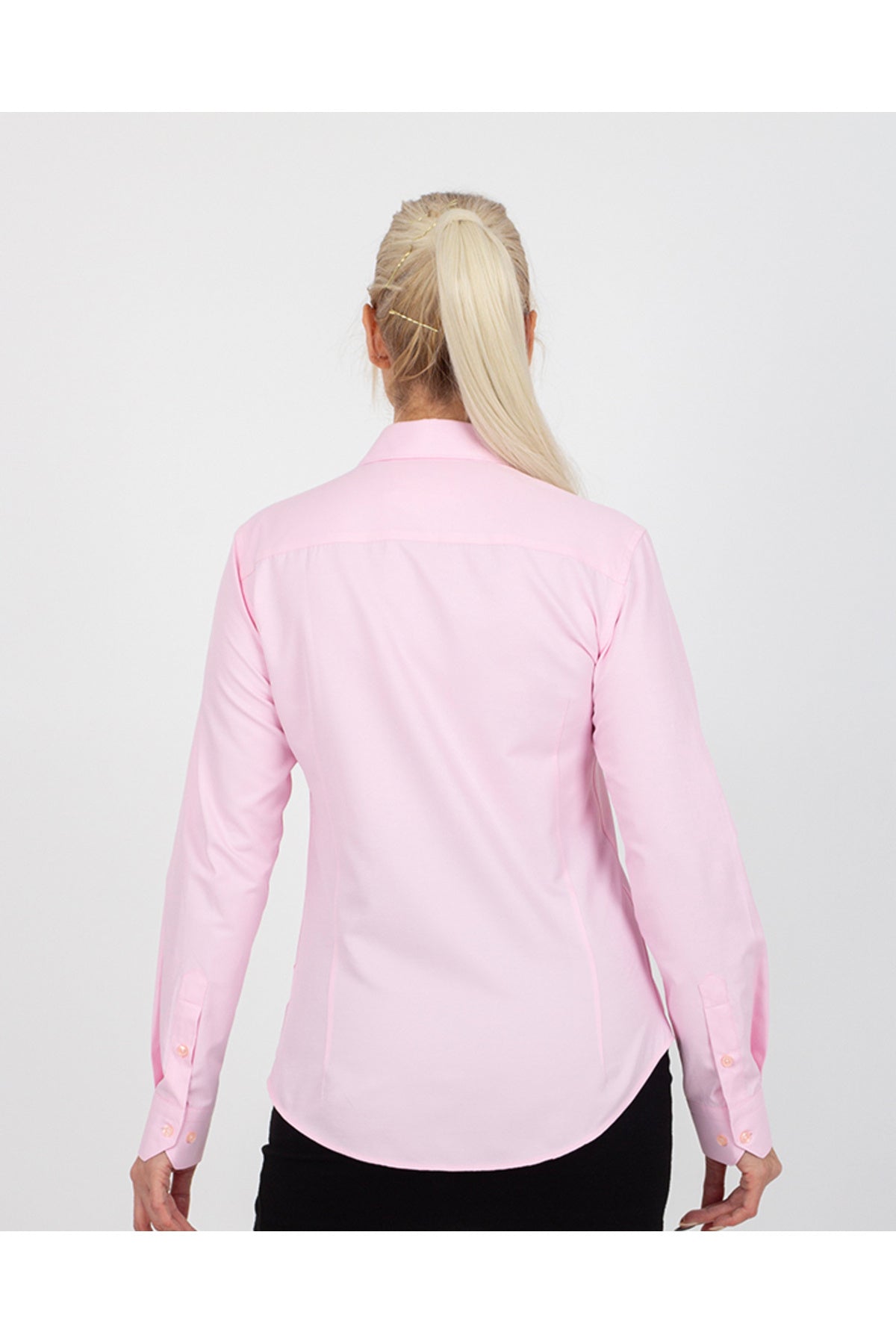 Soft Dokulu Kolay Ütülenen Premium Polikoton Pembe Kadın Gömlek