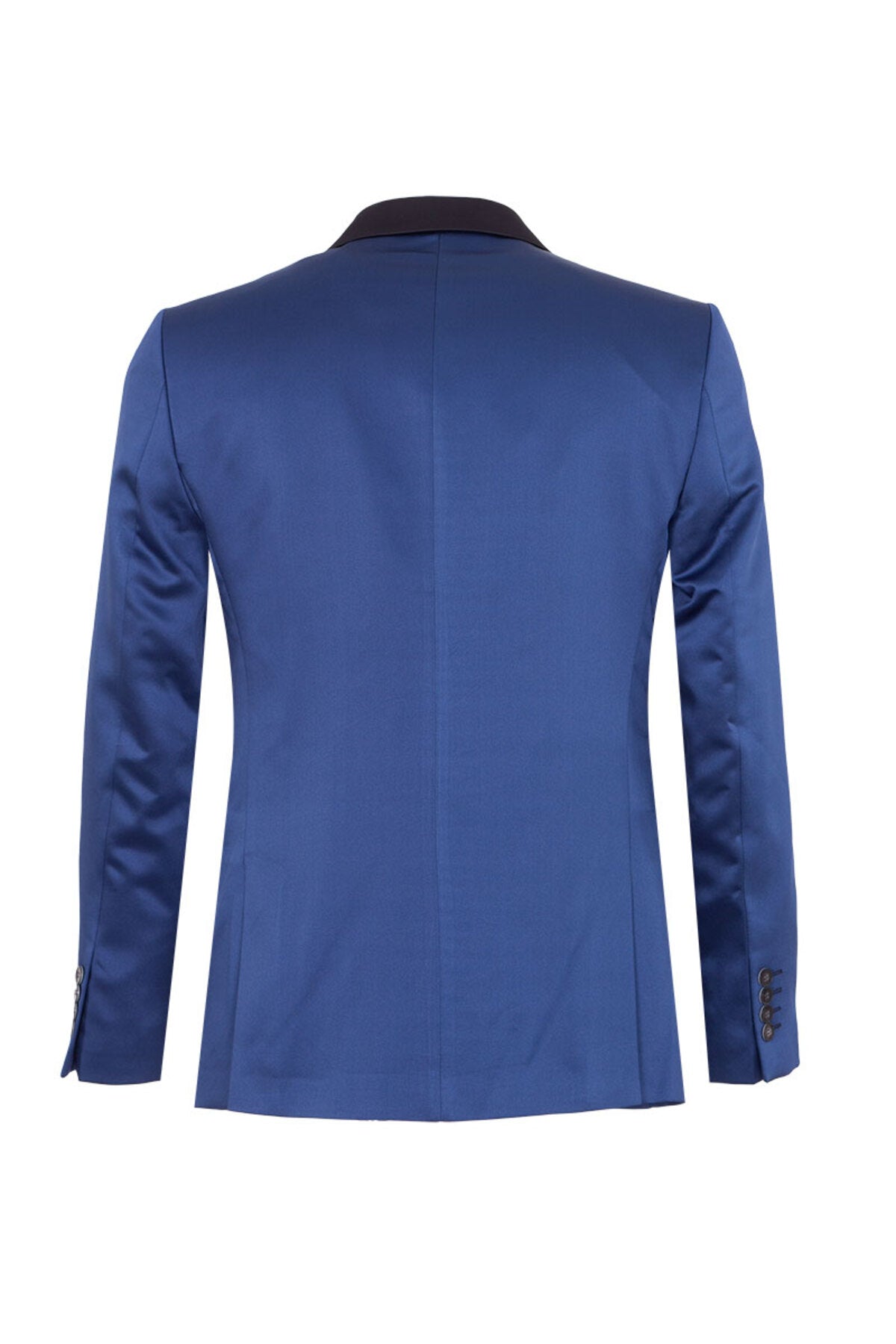 Erkek Slim Fit 3’lü Smokin Seti - Ceket + Yelek + Papyon - Mavi