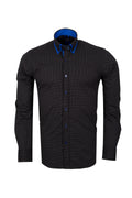 Modern Fit Çift Yaka Tasarımlı Siyah Mikro Desenli Gömlek
