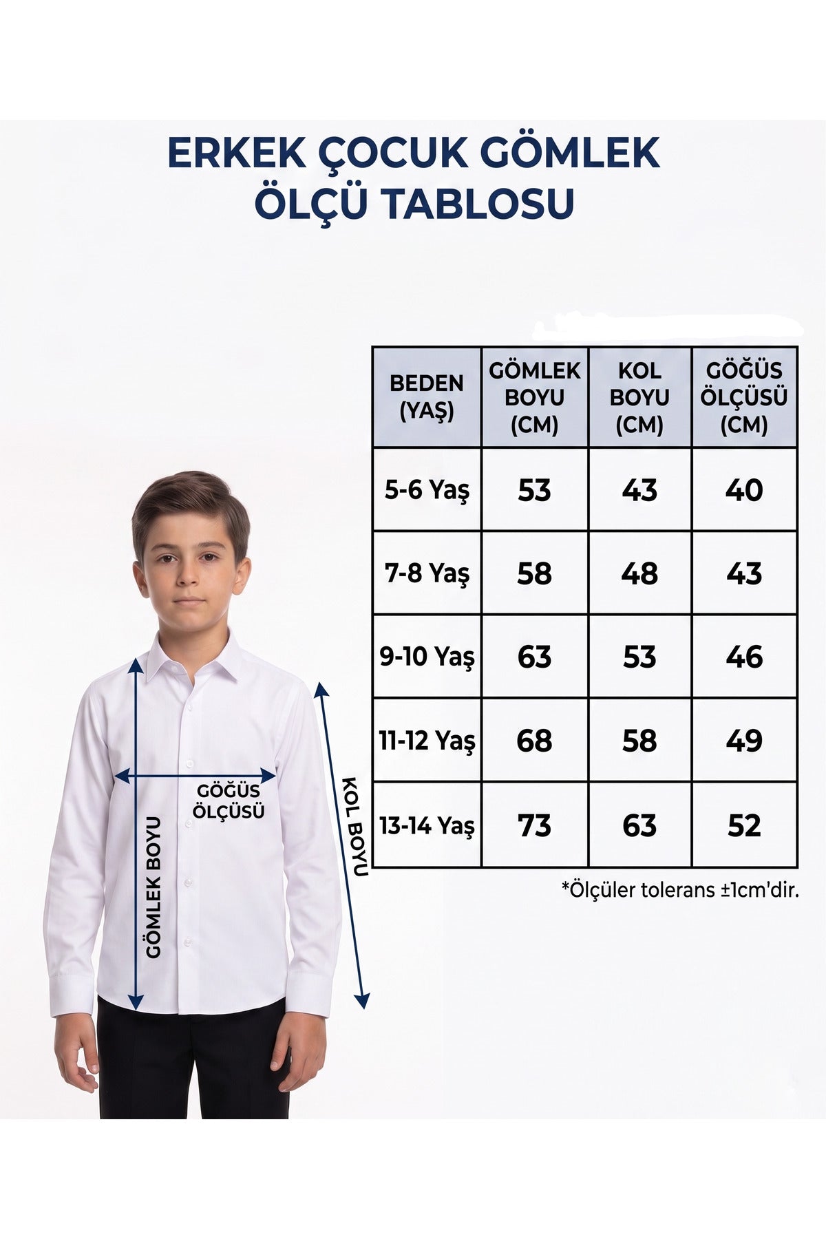 MAKROM Erkek Çocuk Beyaz Okul Gömleği - Klasik Yaka, Uzun Kollu, %80 Pamuklu