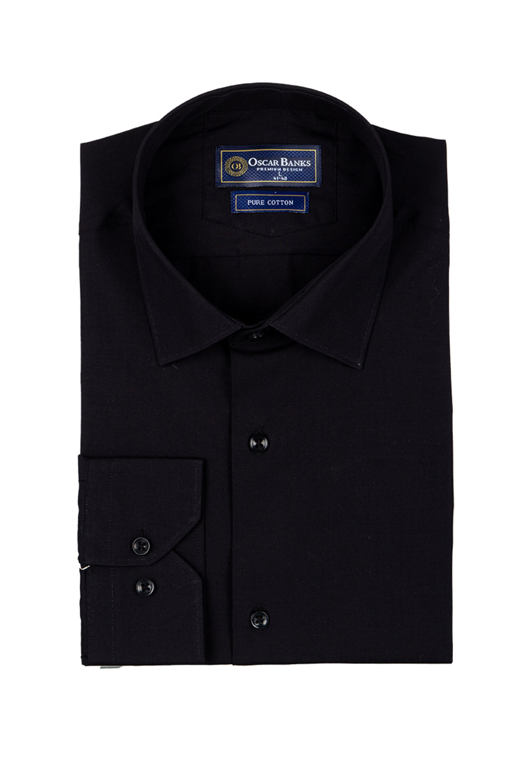 Erkek Siyah %100 Pamuk Slim Fit Uzun Kollu Klasik Gömlek