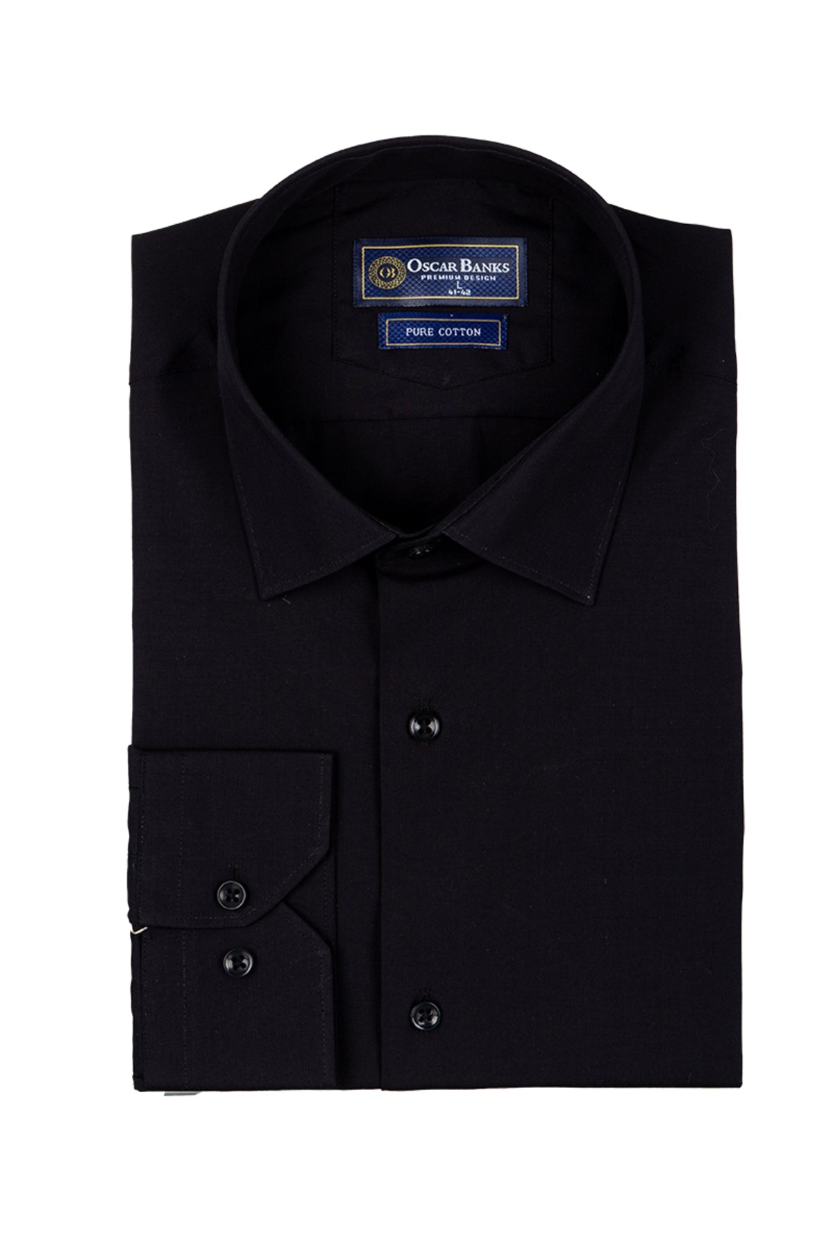 Erkek Siyah %100 Pamuk Slim Fit Uzun Kollu Klasik Gömlek