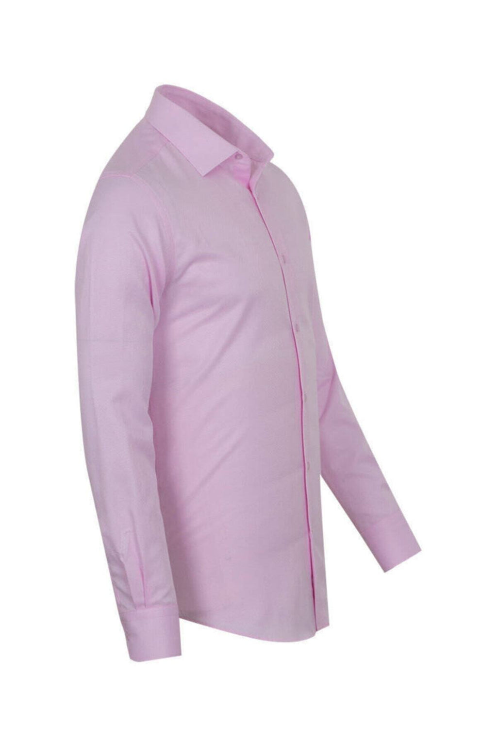Erkek Pembe Pamuklu Diagonel Kumaş Verev Çizgili Slim ve Regular Fit Uzun Kollu Gömlek