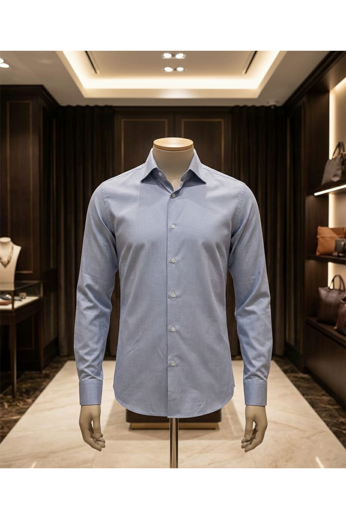 Basic Klasik Yaka Uzun Kollu %100 Cotton Erkek Gömlek