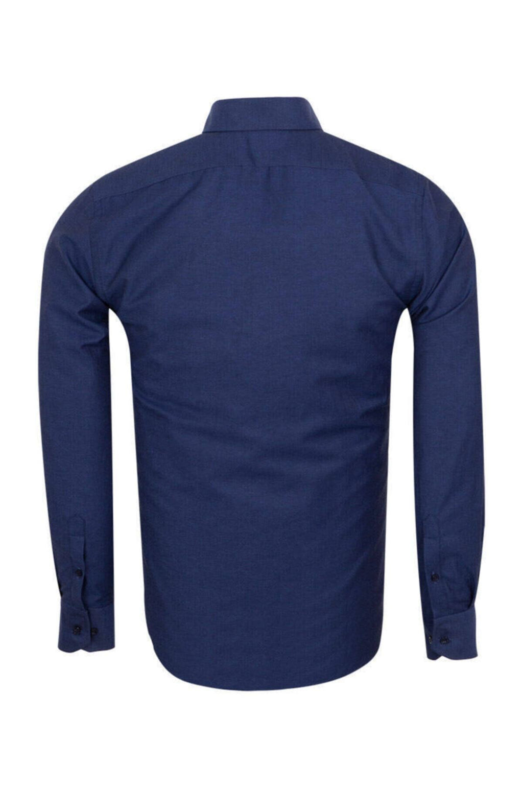 Erkek Lacivert Düğmeli Yaka Cepli Slim ve Regular Fit Pamuklu Dokuma Uzun Kollu Gömlek