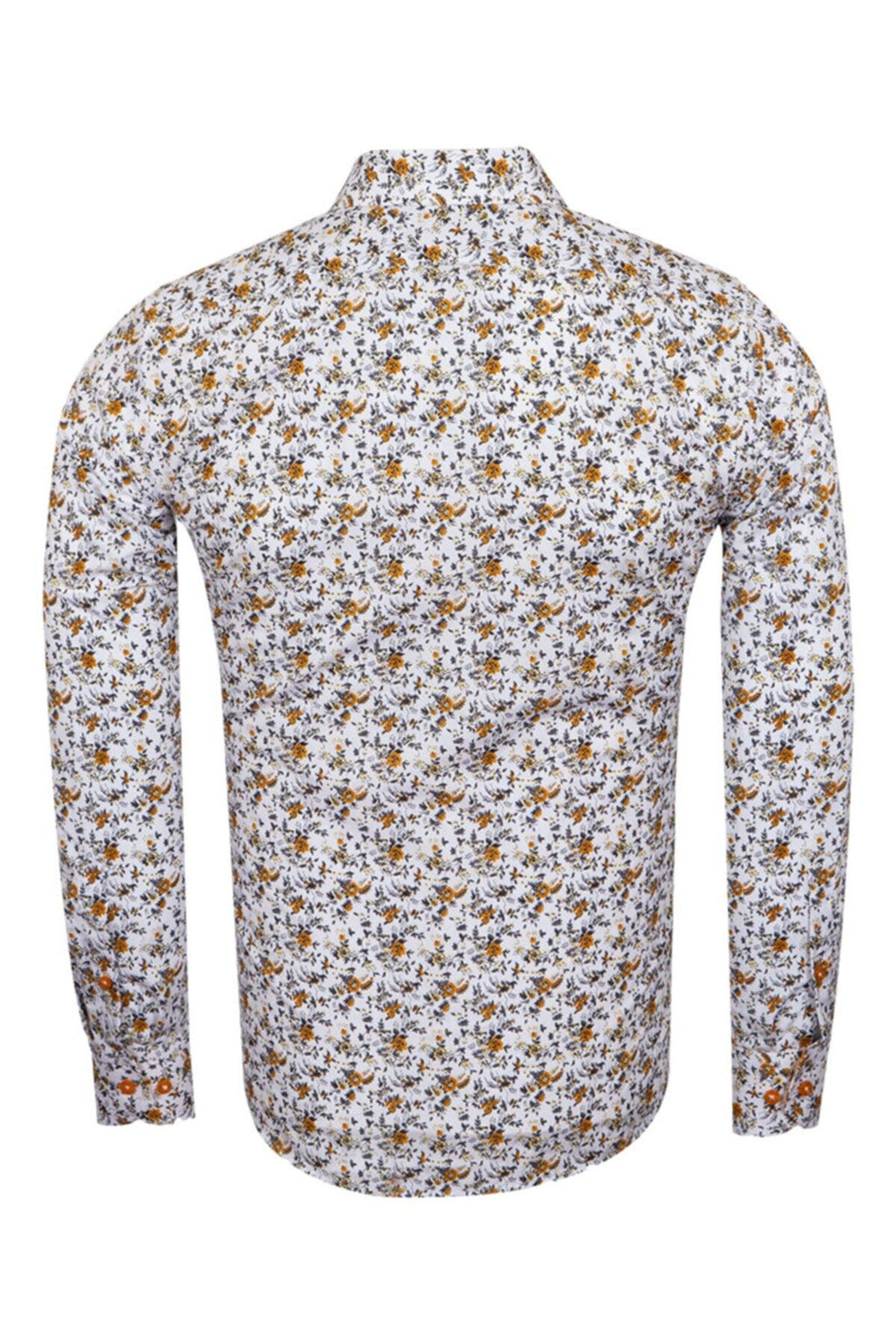 Erkek Camel Desenli Gömlek Yaka Detaylı Pamuklu Slim ve Regular Fit Uzun Kollu Gömlek