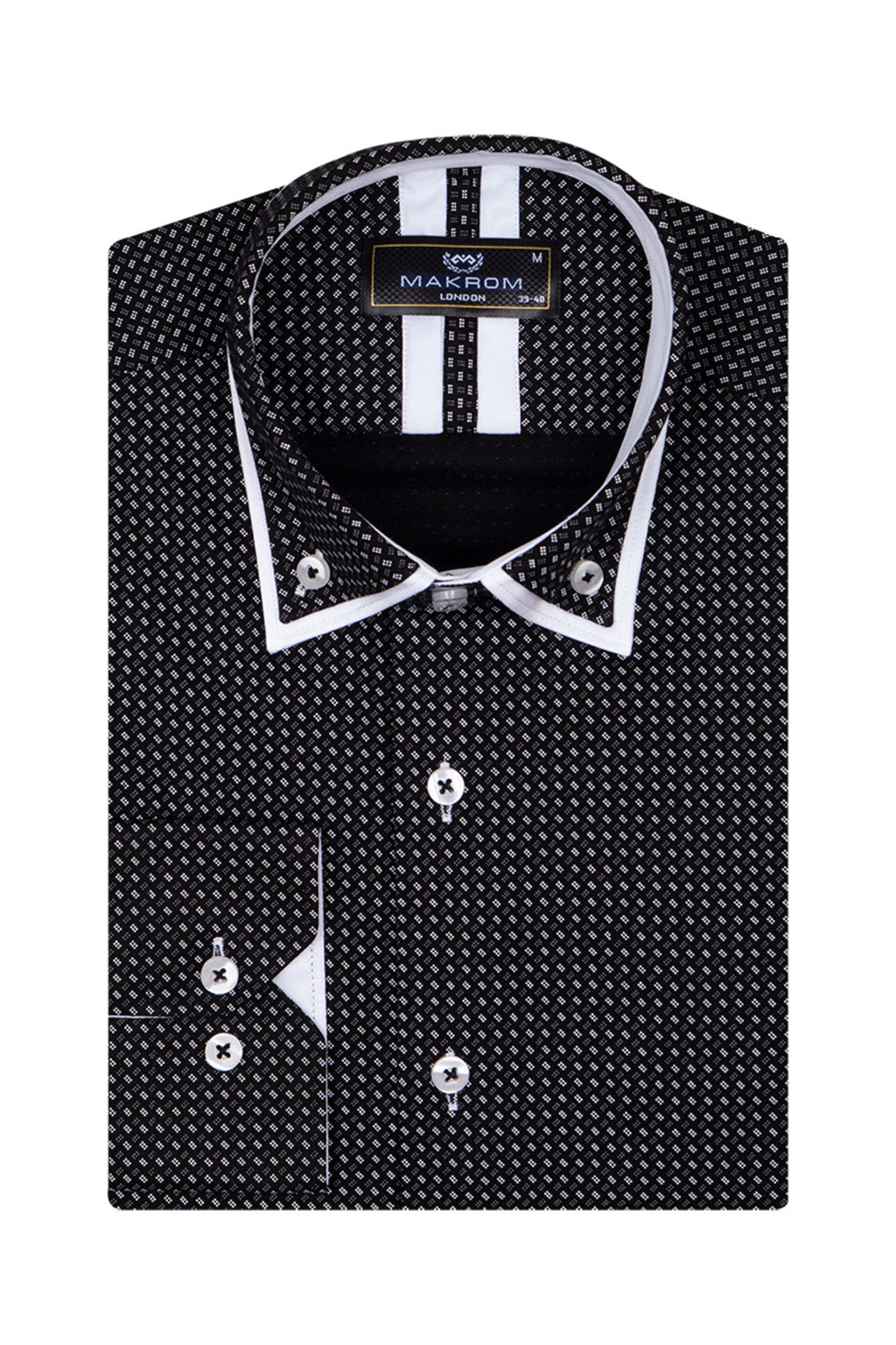 Siyah Tasarım Detaylı Slim Fit Erkek Gömlek