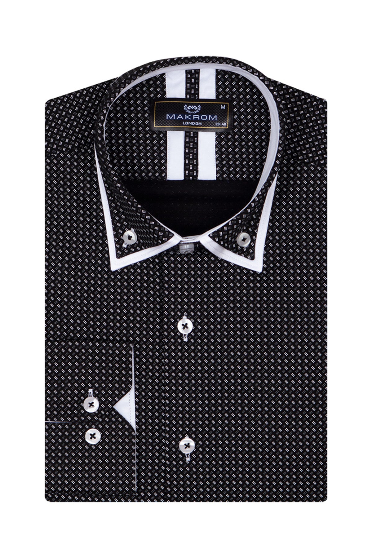 Siyah Tasarım Detaylı Slim Fit Erkek Gömlek