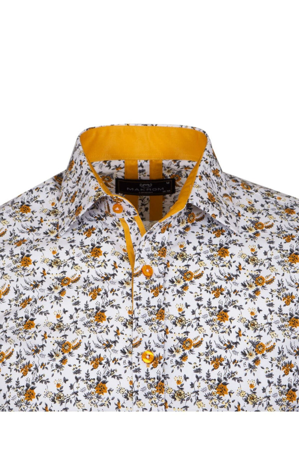 Erkek Camel Desenli Gömlek Yaka Detaylı Pamuklu Slim ve Regular Fit Uzun Kollu Gömlek