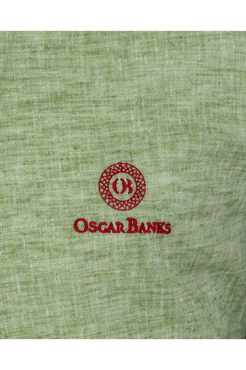 Oscar Banks Erkek Yeşil %100 Keten Kısa Kollu Yazlık Gömlek