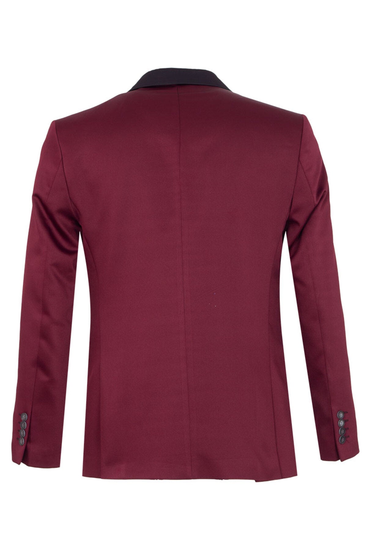 Erkek Slim Fit 3’lü Smokin Seti - Ceket + Yelek + Papyon - Bordo