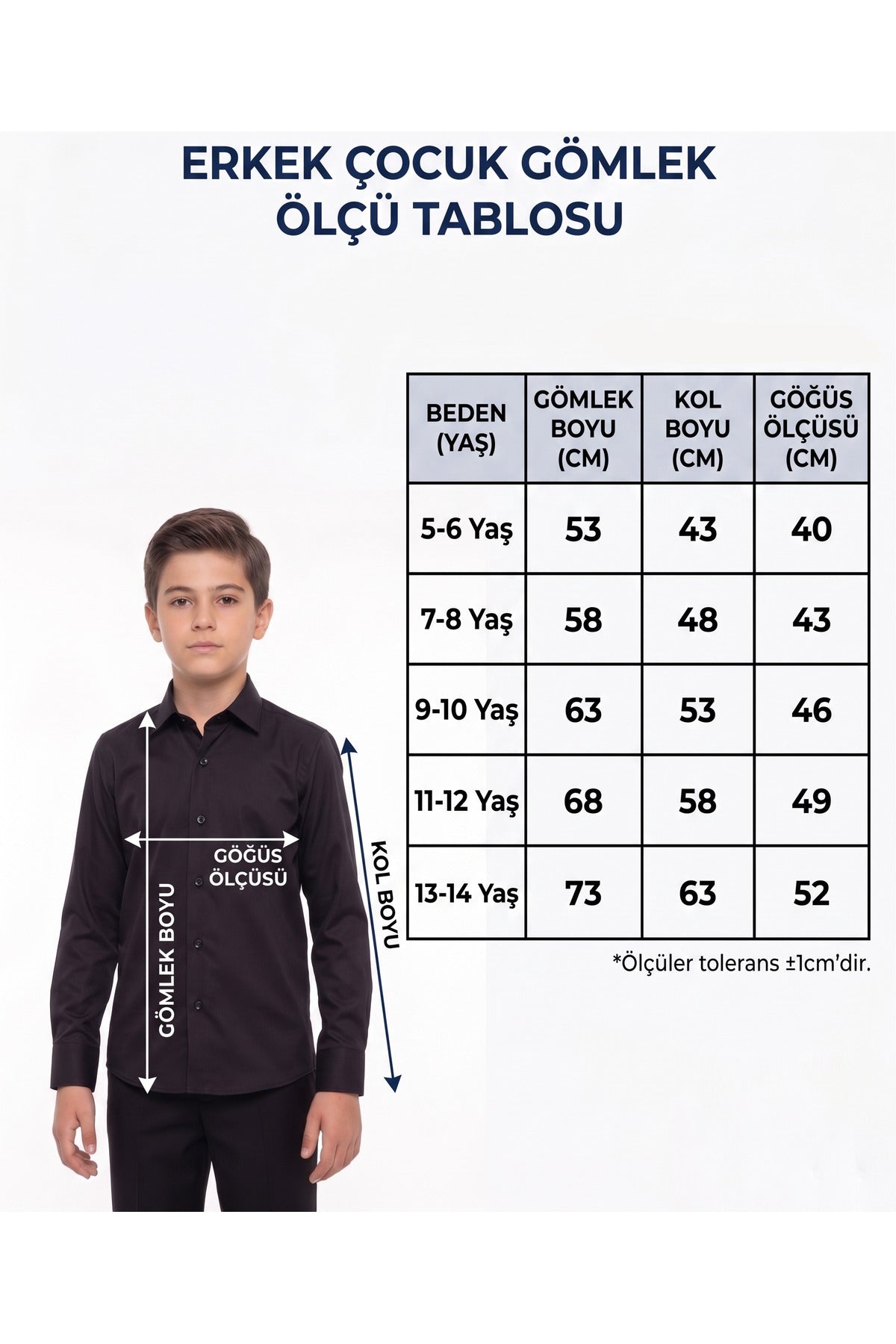 MAKROM Erkek Çocuk Siyah Klasik Gömlek - Uzun Kollu, Okul ve Tören Gömleği, %80 Pamuklu