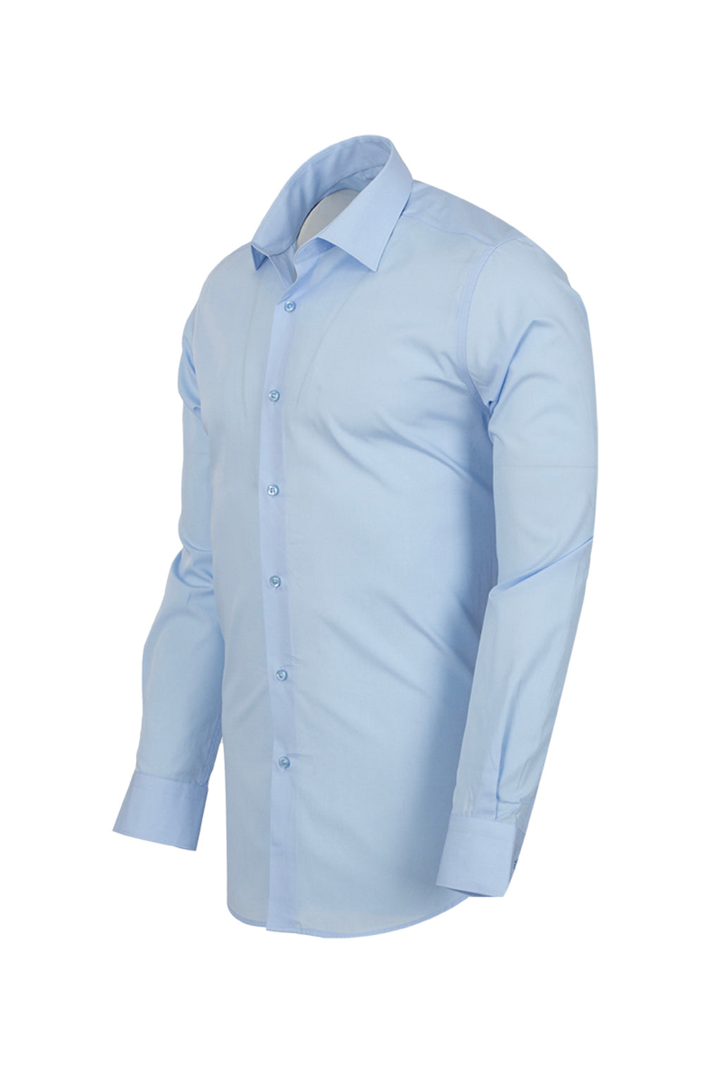 Erkek Açık Mavi %100 Pamuk Slim Fit Uzun Kollu Klasik Gömlek
