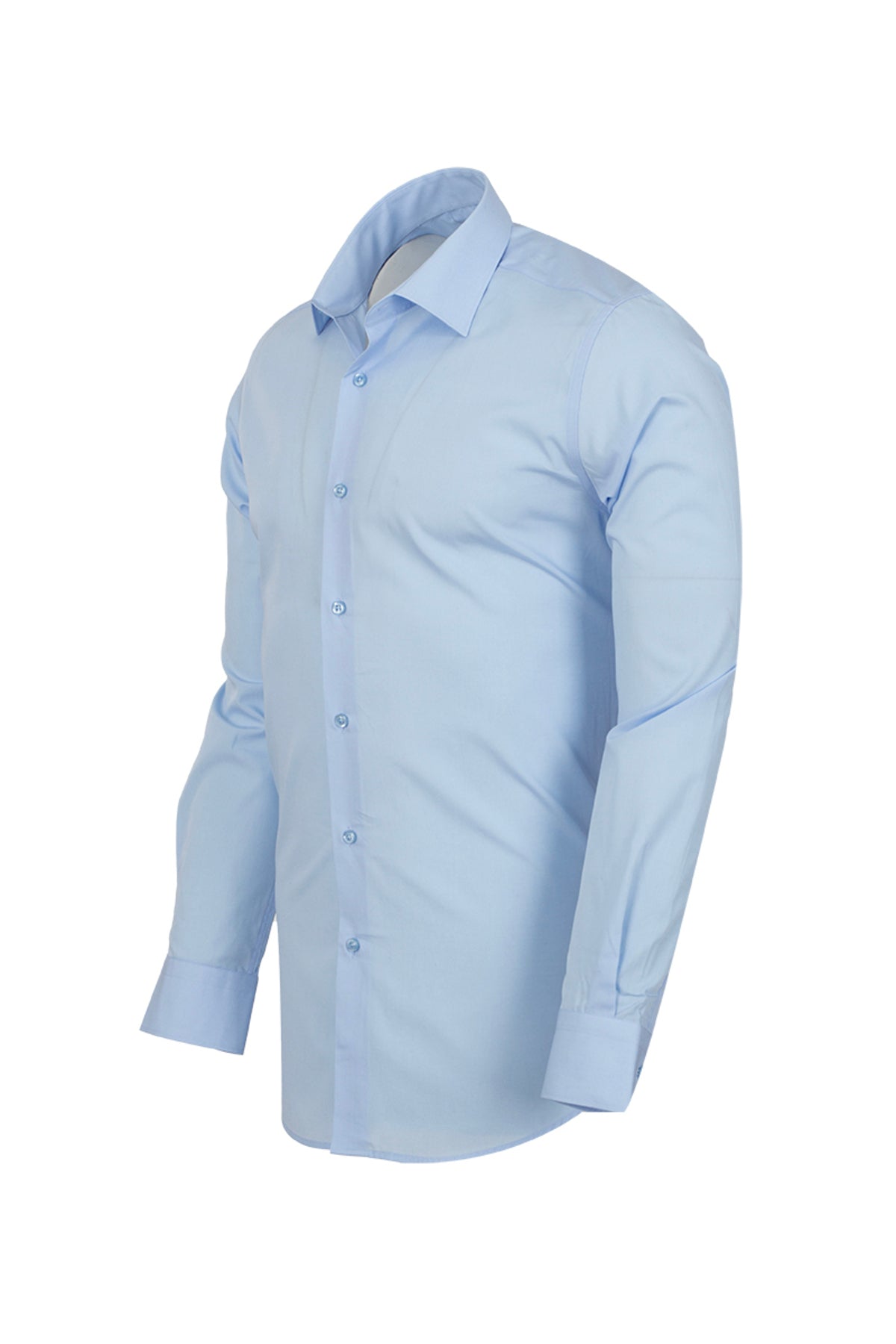 Erkek Açık Mavi %100 Pamuk Slim Fit Uzun Kollu Klasik Gömlek