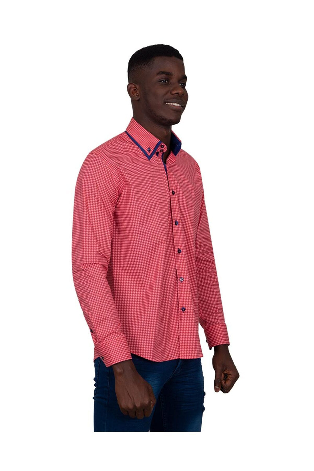 Kırmızı Tasarım Detaylı Slim Fit Erkek Gömlek