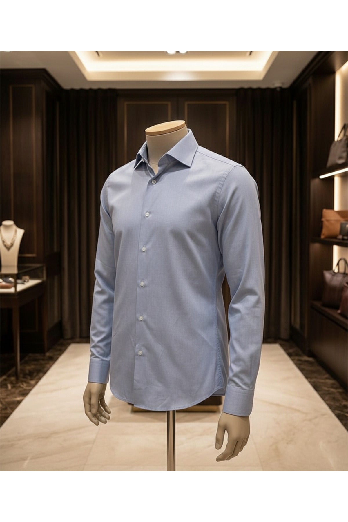 Basic Klasik Yaka Uzun Kollu %100 Cotton Erkek Gömlek
