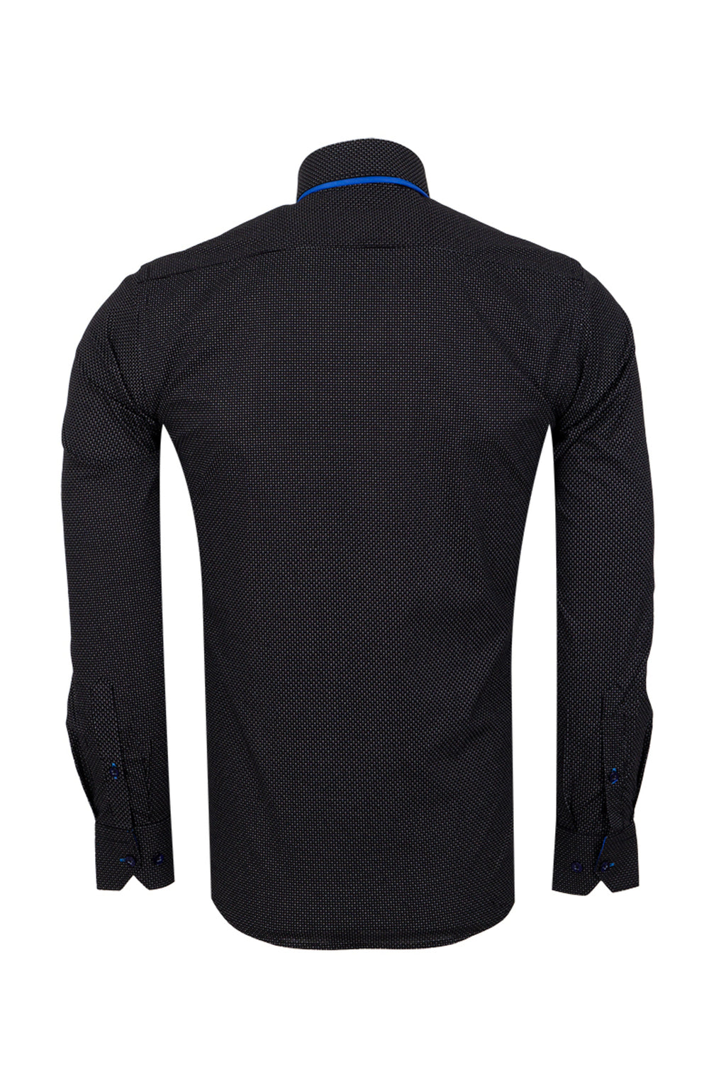 Modern Fit Çift Yaka Tasarımlı Siyah Mikro Desenli Gömlek