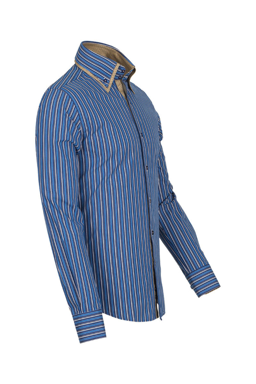 Premium Seri %100 Pamuk Slim Fit Double Yaka Çizgili Gömlek