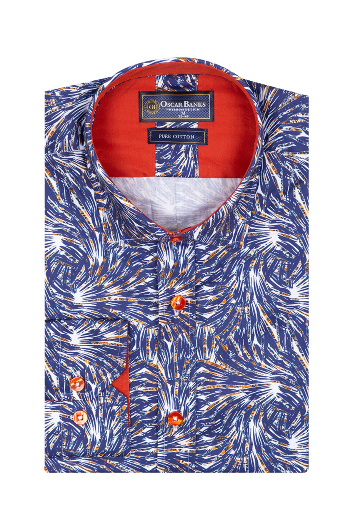 Slim Fit - Kırmızı Detaylı Mikro Desenli %100 Pamuk Gömlek