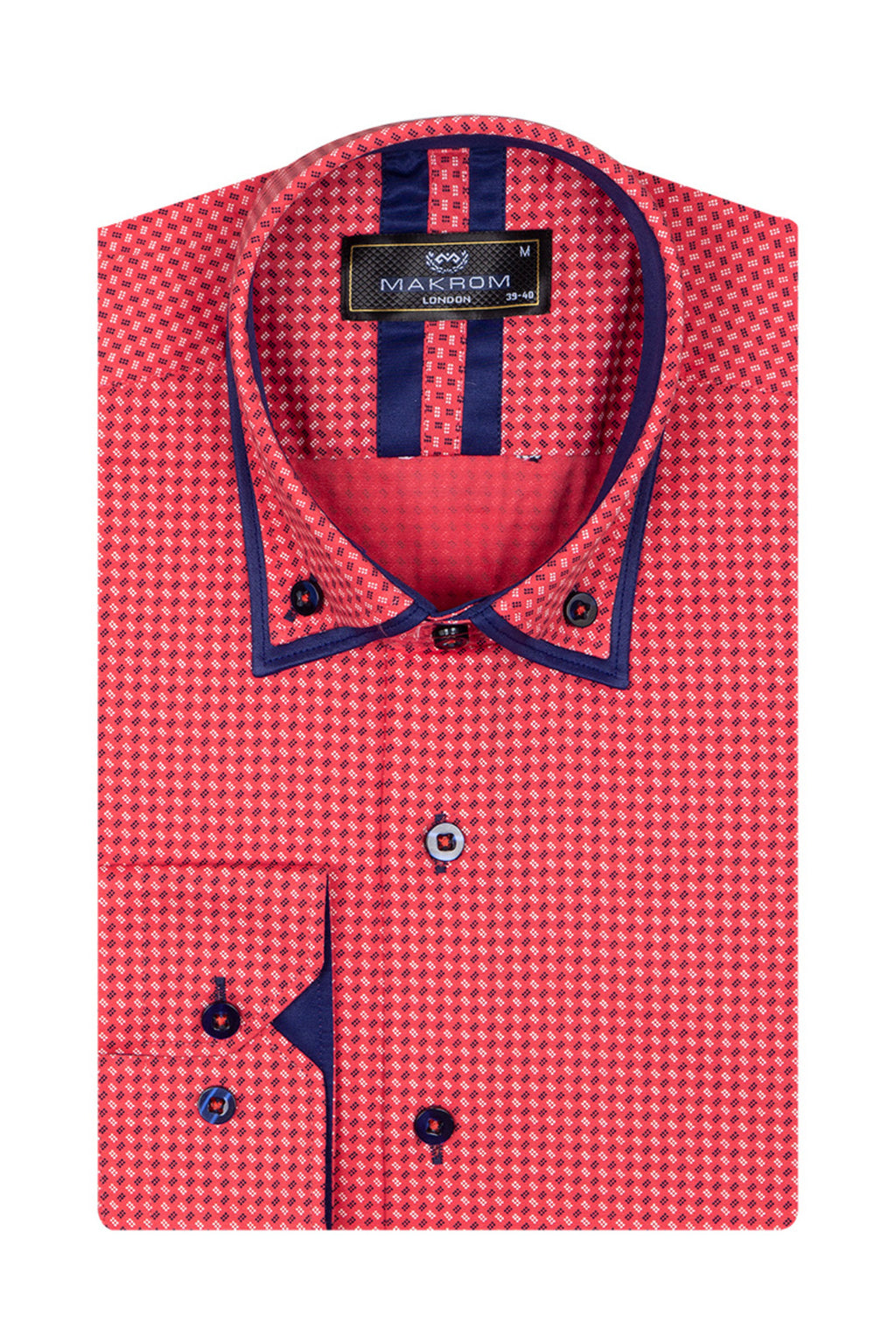 Kırmızı Tasarım Detaylı Slim Fit Erkek Gömlek