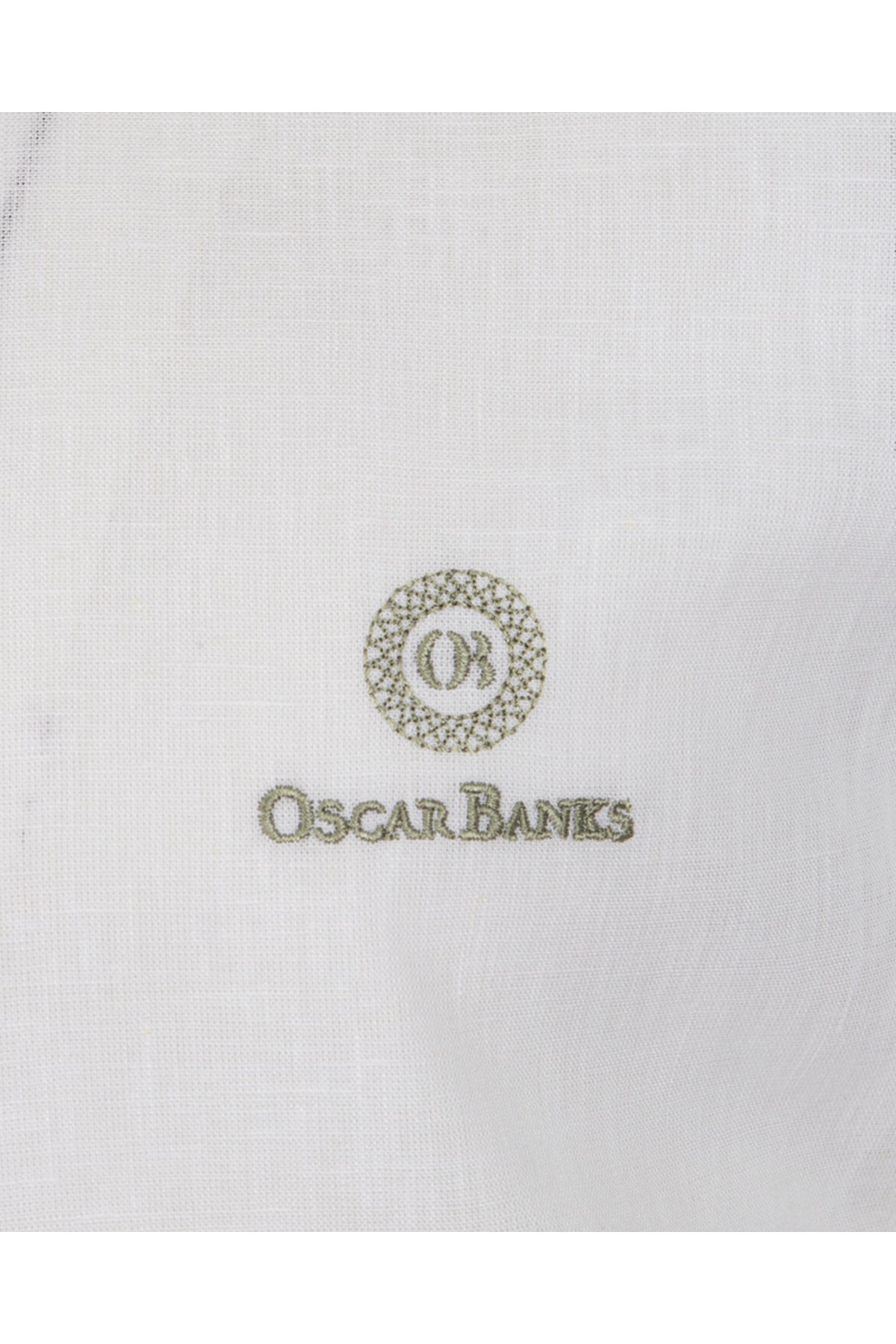 Oscar Banks Erkek Beyaz %100 Keten Kısa Kollu Yazlık Gömlek