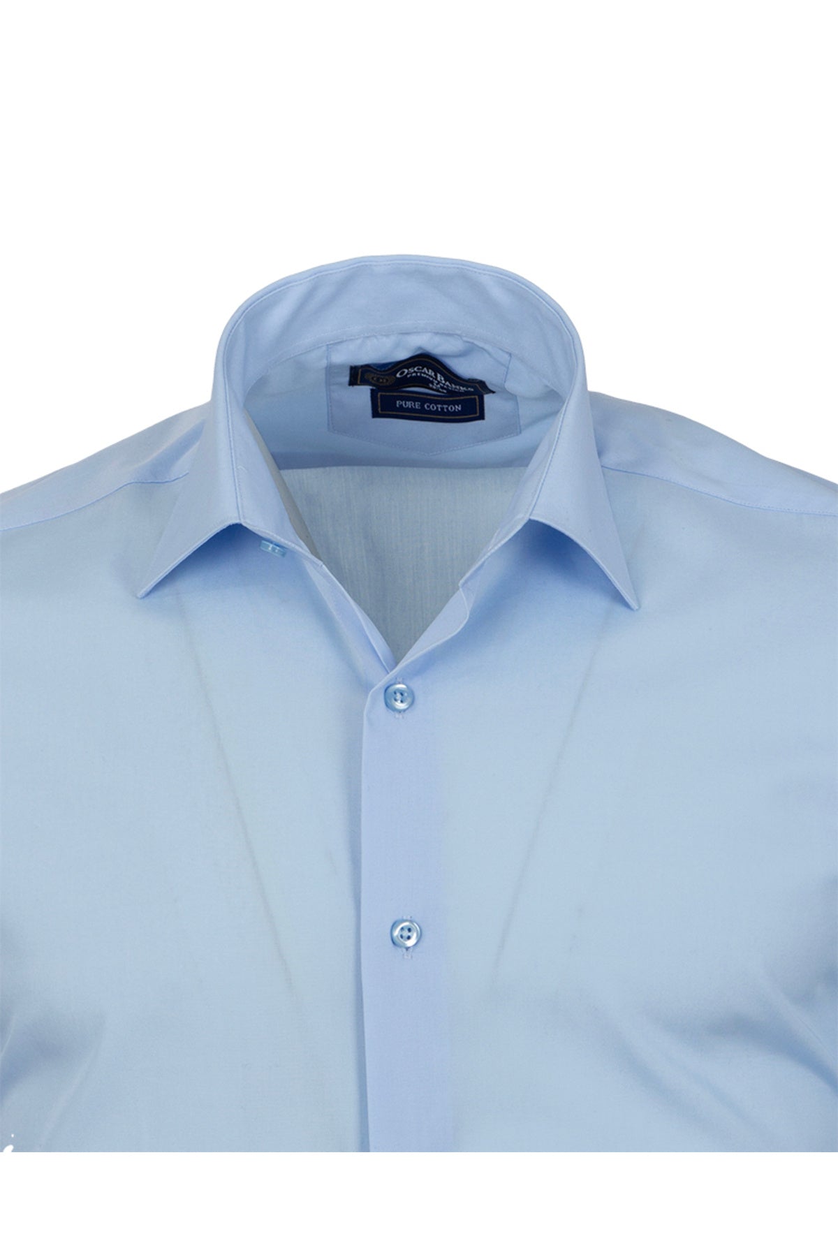 Erkek Açık Mavi %100 Pamuk Slim Fit Uzun Kollu Klasik Gömlek