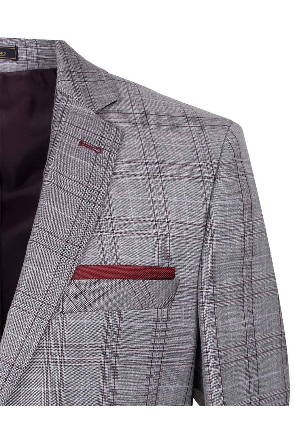 Erkek Light Gri Bordo Ekose Desenli ceket |Viskon Karışım Kumaş