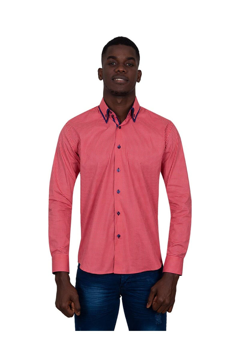 Kırmızı Tasarım Detaylı Slim Fit Erkek Gömlek