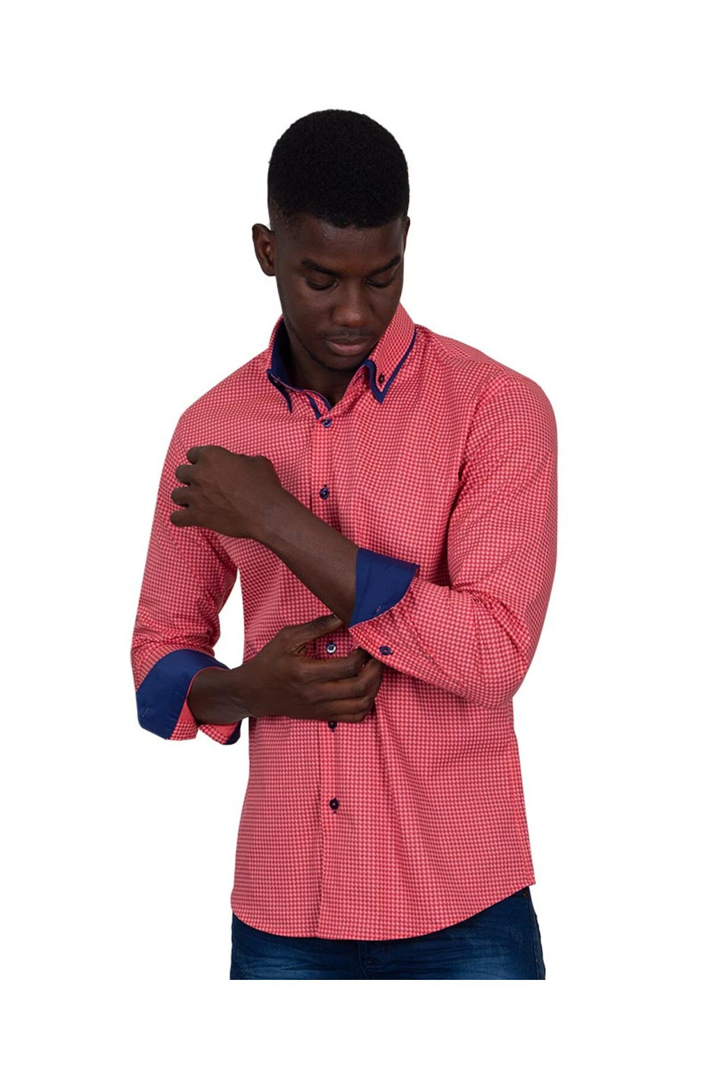 Kırmızı Tasarım Detaylı Slim Fit Erkek Gömlek