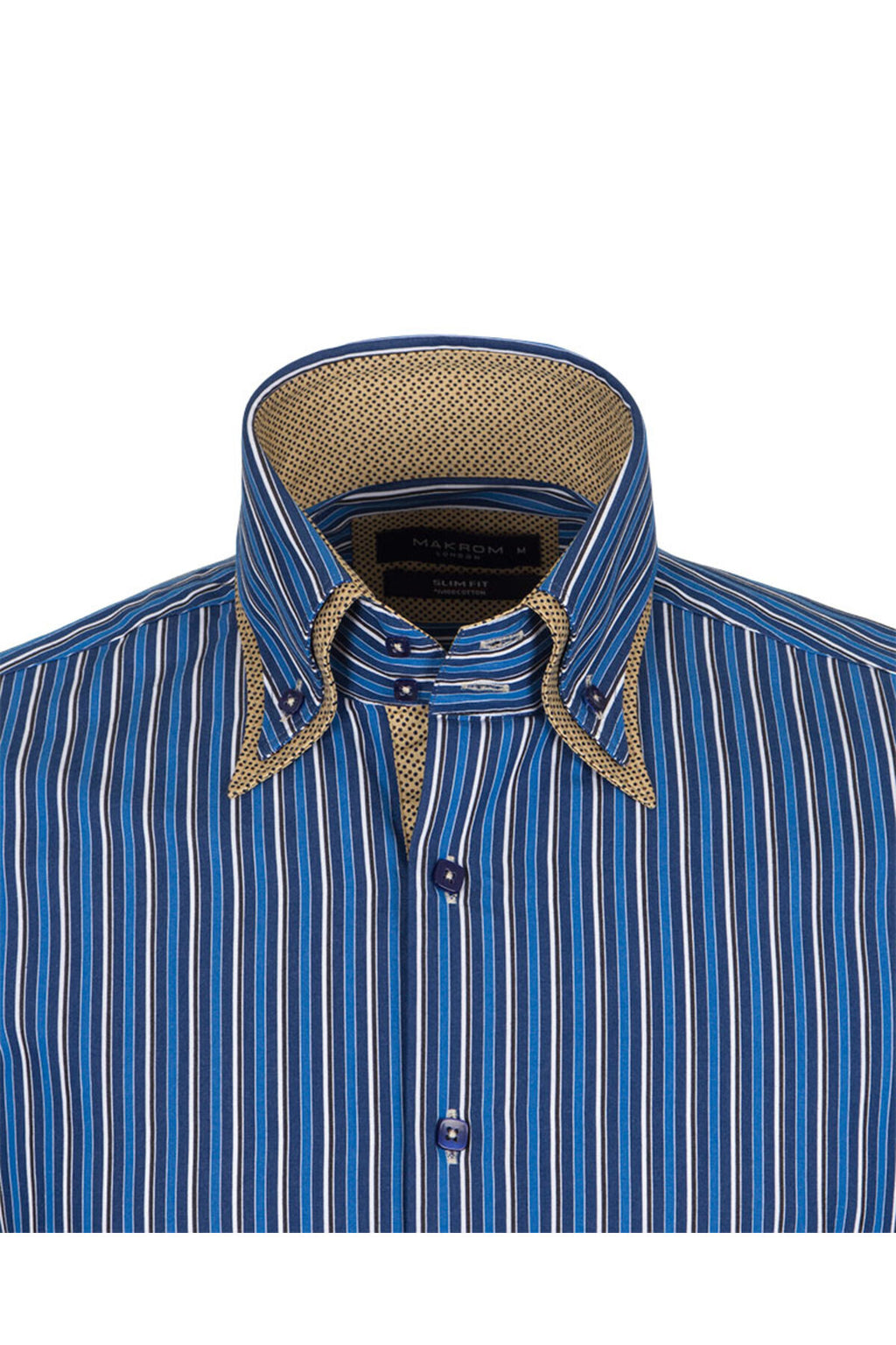 Premium Seri %100 Pamuk Slim Fit Double Yaka Çizgili Gömlek