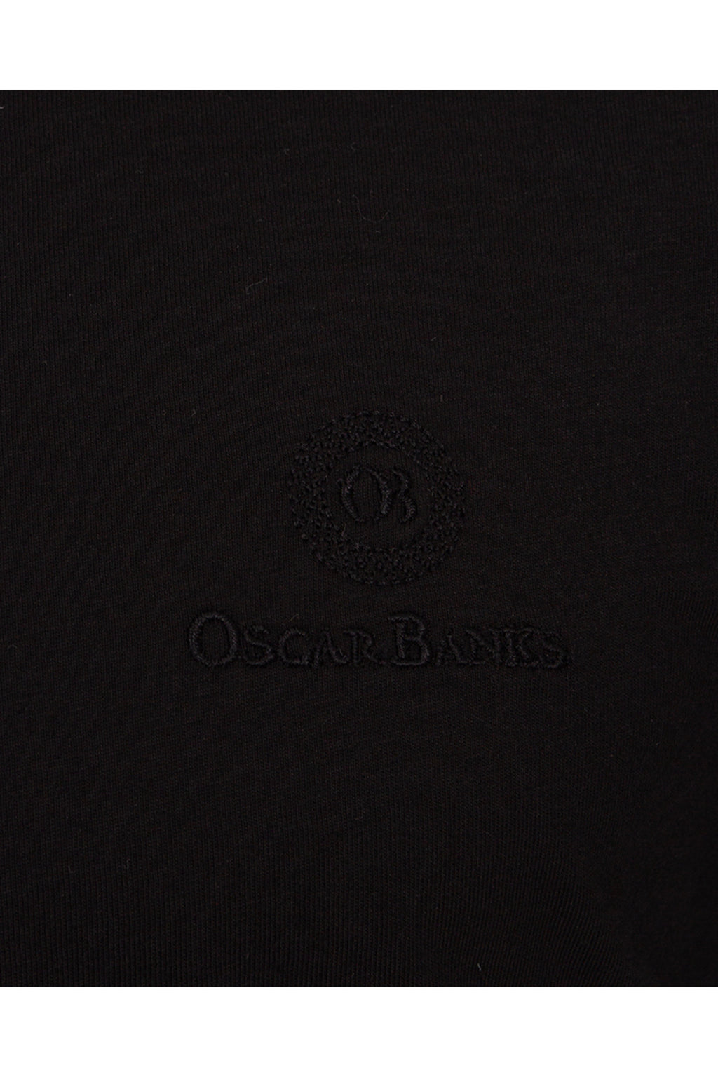 Oscar Banks Siyah %100 Pamuk Bisiklet Yaka Kısa Kollu Nakışlı Basic Tişört