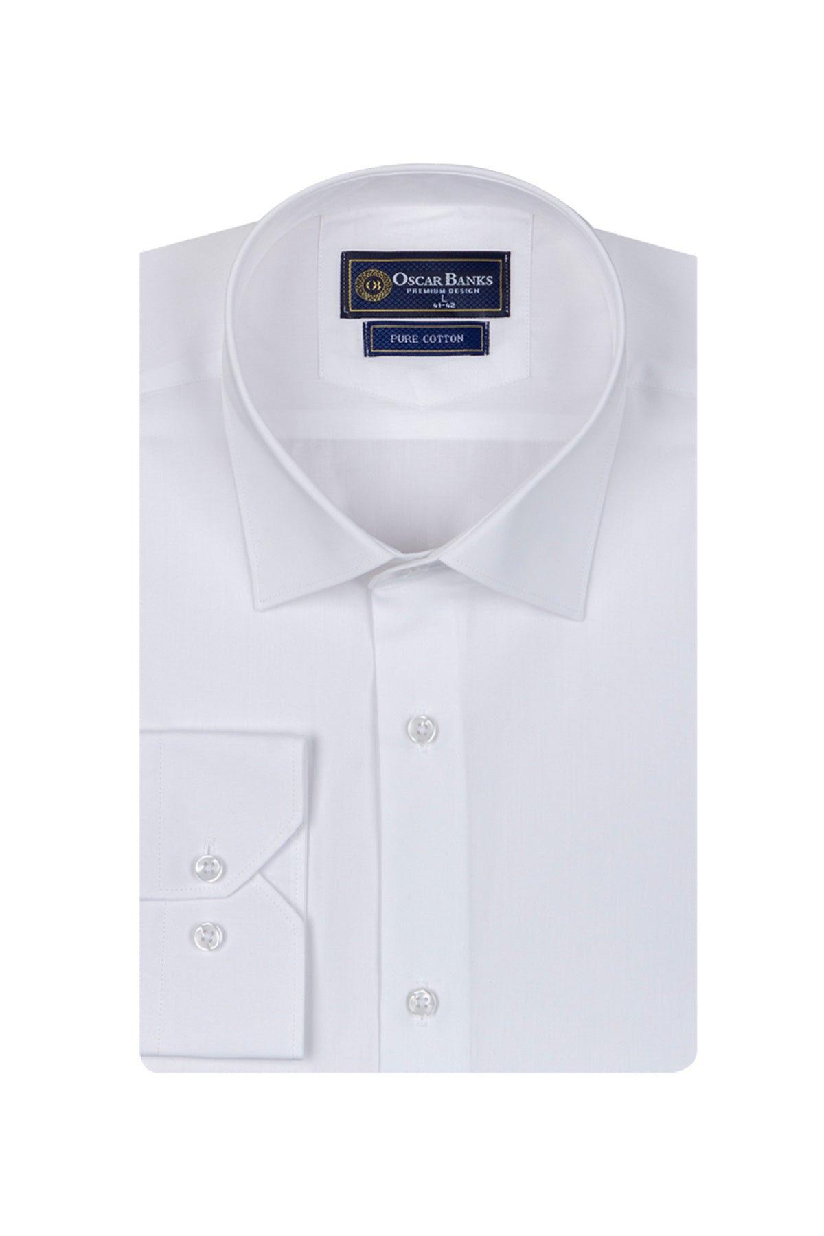 Erkek Beyaz %100 Pamuk Slim Fit Uzun Kollu Klasik Gömlek