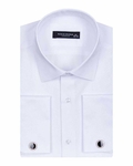 Luxury Plain Double Cuff Long sleeved Mens Shirt SL 5482 - Thumbnail