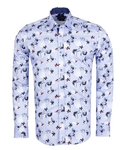 Oscar Banks - Printed Long Sleeved Mens Shirt SL 7820