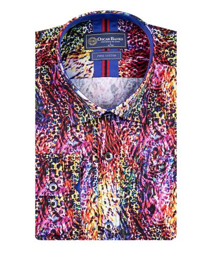 Oscar Banks - Printed Long Sleeved Mens Shirt SL 7831