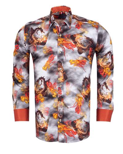 Printed Long Sleeved Mens Shirt SL 7839