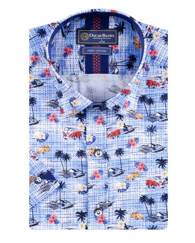 Printed Short Sleeved Mens Shirt SS 7767