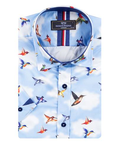 Printed Short Sleeved Mens Shirt SS 7894